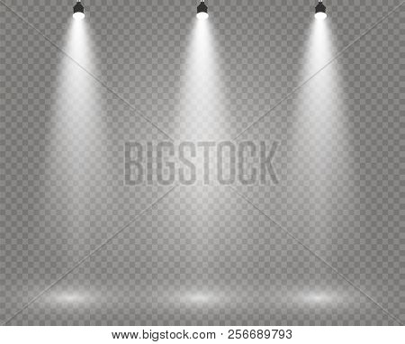 The Spotlight Shines On The Stage. Light Exclusive Use Lens Flash Light Effect. Light From A Lamp Or