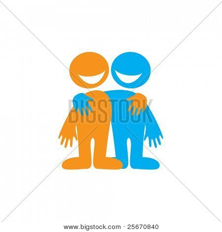 Symbol of friendship. Happy friends. Vector sign.