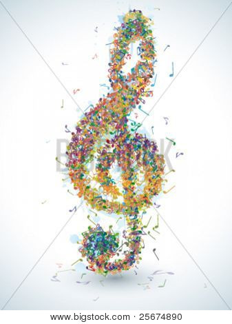 Treble clef des notes de couleur