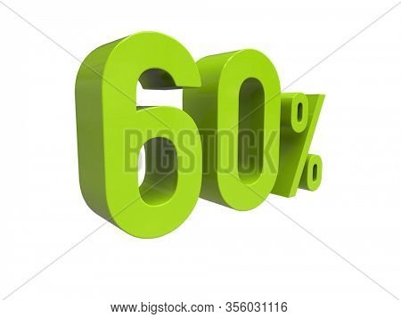 3d Render: ISOLATED 60% Percent Discount 3d Sign on White Background, Special Offer 60% Discount Tag, Sale Up to 60 Percent Off, Sixty Percent Letters Sale Symbol, Special Offer Label