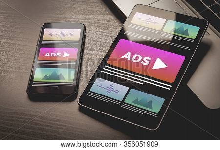 Programmatic Advertising Concept. Online Native Targeting Ads Marketing Strategy. Advertising Media 