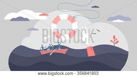 Crisis Help Vector Illustration. Economical Business Support Tiny Persons Concept. Government Money 