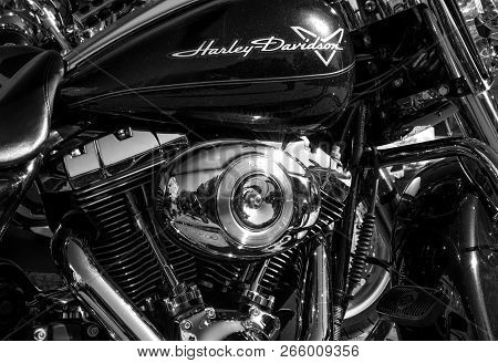 Uzhhorod, Ukraine - October 13, 2018: Motorcycle Harley Davidson.closing The Biker Season In Uzhgoro