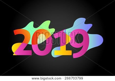 Happy New Year 2019,number 2019,numeral 2019, Colorful 2019 Vector Illustration