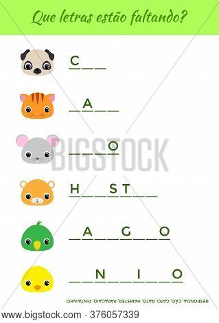 Que Letras Estão Faltando? - What Letters Are Missing? Complete The Words. Matching Educational Game