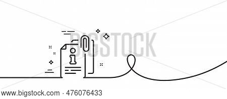 Attached Info Line Icon. Continuous One Line With Curl. Information Guide Sign. Attachment File Symb