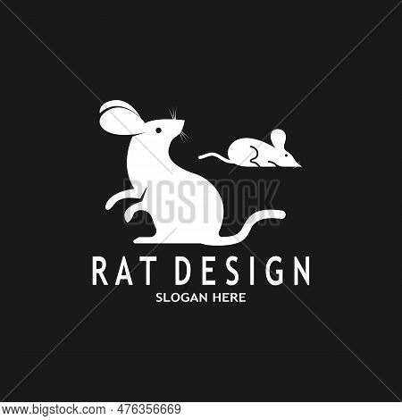 Rat Black Silhouette  Logo Vector Illustration