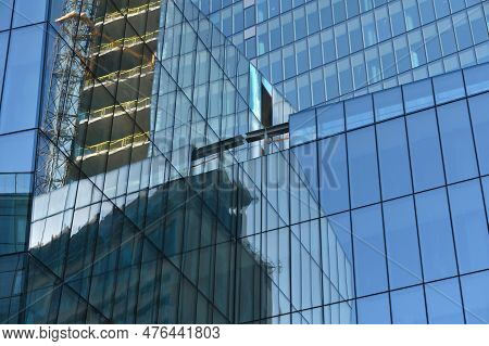 Modern Business Office Buildings With A Reflecting