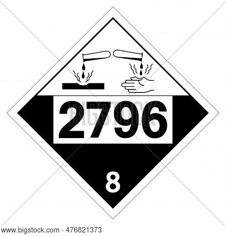 Un2796 Class 8 Sulfuric Acid Symbol Sign, Vector Illustration, Isolate On White Background Label. Ep