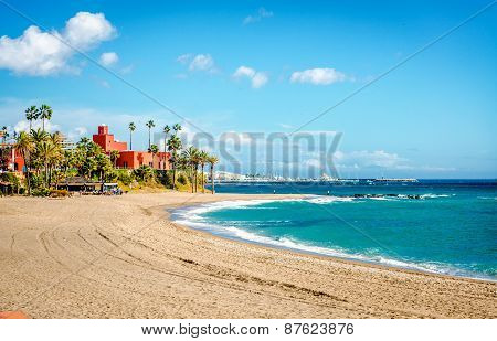 Picturesque Coast In Benalmadena Town. Malaga, Andalusia, Spain