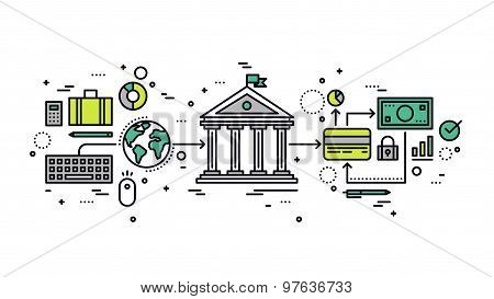 Banking Transaction Line Style Illustration