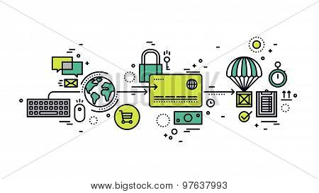 Secure Payment Line Style Illustration