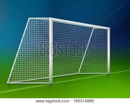 Soccer goal post with net side view. Association football goal on field. Best vector illustration for soccer sport game football championship gameplay etc