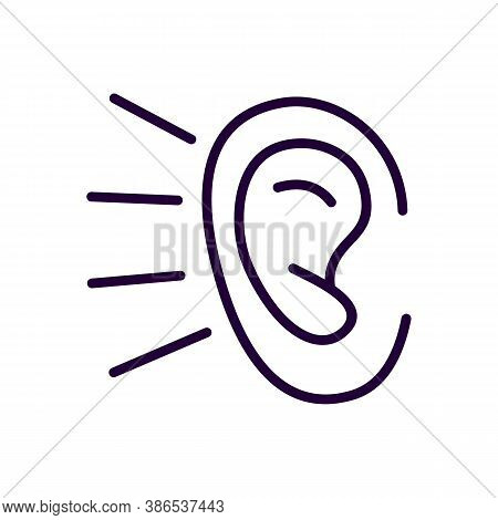 Ear Listening Icon. Outline Ear Listening Vector Icon For Web Design Isolated On White Background