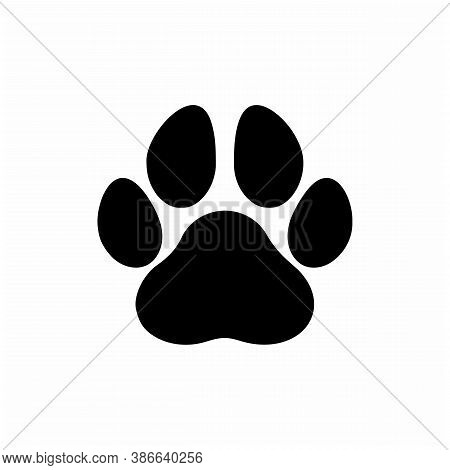 Paw Print Icon On White Background. Flat Style. Dog, Cat, Beer Paw Symbol. Black Animal Paw Print Si