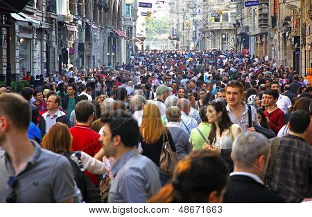 People Walking On Istiklal Street In Istanbul