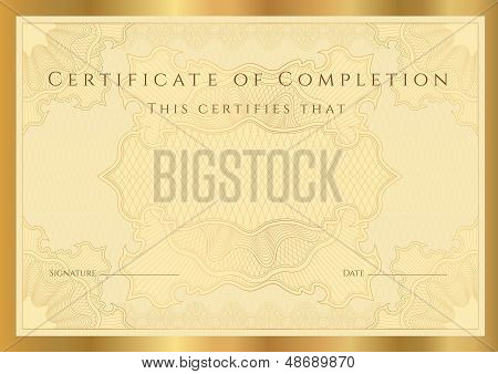 Gold Certificate / Diploma template with guilloche pattern (tracery)