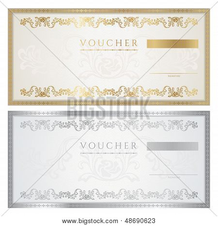 Gift Voucher / certificate / coupon template (banknote, money, currency, cheque, check)