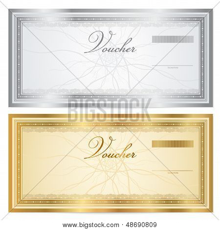 Gift Voucher / certificate / coupon template (banknote, money, currency, cheque, check)