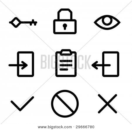 Pictogrammen voor de site vergunning formulier. Pictogrammen worden uitgelijnd op het pixelraster. Dit betekent dat de beelden een