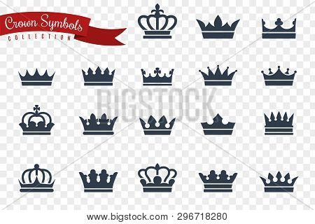 Crown Symbols. King Queen Crowns Monarch Imperial Coronation Princess Tiara Crest Luxury Royal Jewel