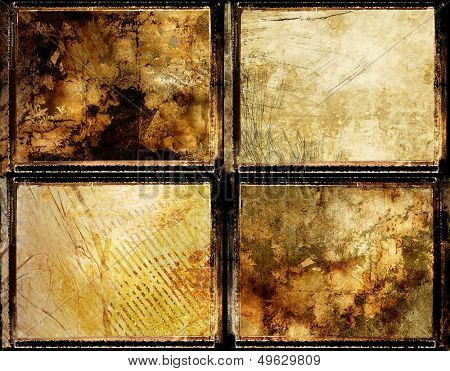 set of grungy framed backgrounds