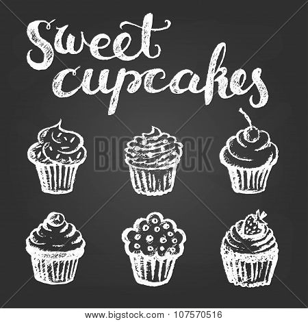 Chalk cupcakes set.