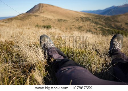 Hiking in Caucasus mountains.