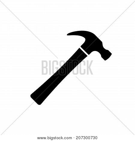 Hammer icon. Black minimalist icon isolated on white background. Hammer simple silhouette. Web site page and mobile app design vector element.