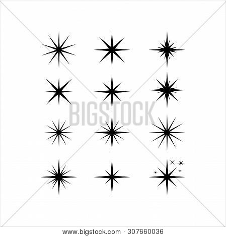 Star Icons. Twinkling Stars. Sparkles, Shining Burst. Christmas Vector Symbols Isolated. Xmas Sparkl