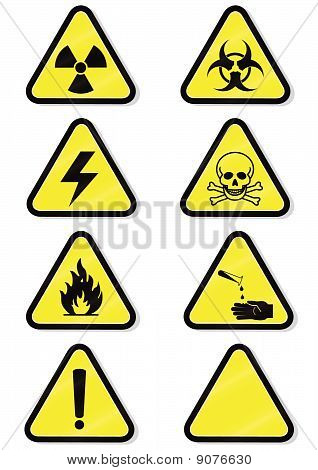 Vector set of chemical warning signs.