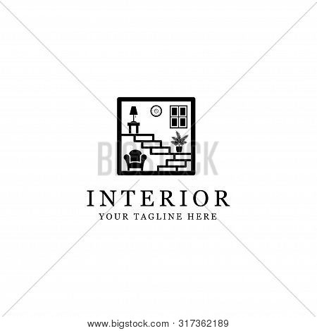 silhouette interior logo, minimalist room isolated white background, interior design icon isolated on white background from interior furniture collection. interior design icon trendy and modern interior design symbol for logo, web. interior design icon si