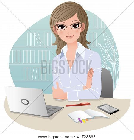 Pretty Business Woman At Office