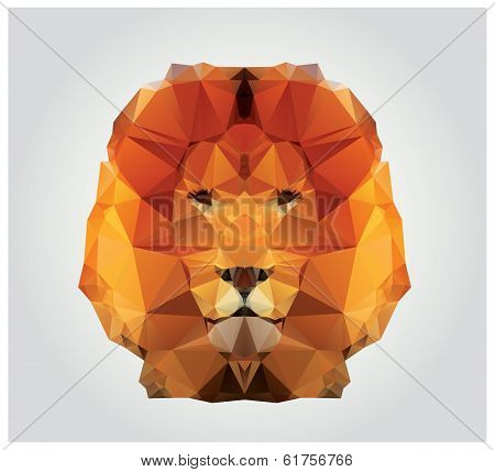 Geometric polygon lion head, triangle pattern, vector illustration