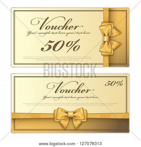 Voucher design. Discount coupon. Special offer voucher. Layout voucher. Voucher background. Sale voucher coupon. Voucher. Gift voucher template. Discount voucher. Gift certificate. Sides of gift voucher. Gift coupon template. Vector voucher template.