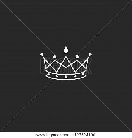 Royal Symbol Icon, Monogram Crown Logo, Beauty Tiara Princess, Medieval King Coronation Emblem