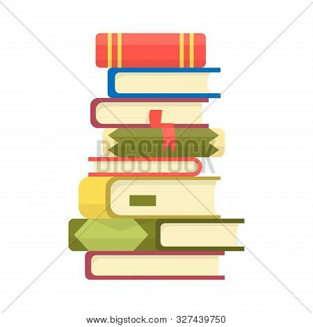 Stack Of Books On A White Background. Pile Of Books Vector Illustration. Icon Stack Of Books In Flat