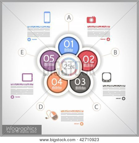 Infographic sablon design - eredeti papír geometriai alakzatok árnyékok. Ideális adatok megjelenítéséhez egy