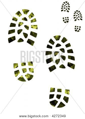 Camoflage And Green Boot Prints