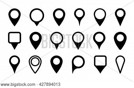 Pin Icon For Map Location. Point Marker For Gps, Geo Position And Place. Tag Or Symbol Of Destinatio