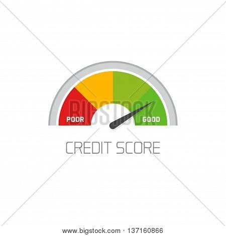 Credit score scale showing good value vector icon isolated on white background, flat colorful financial history assessment of credit score meter