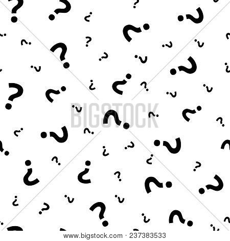 Question Mark Grunge Seamless Pattern. Query Marks Random Vector Repeat Background. Interrogation An