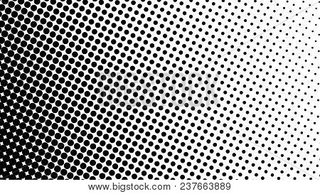 Gradient Halftone Dots Background Diagonal Vector Illustration. Black White Dots Halftone Texture. P