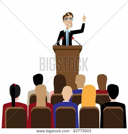 Businessman public speaking