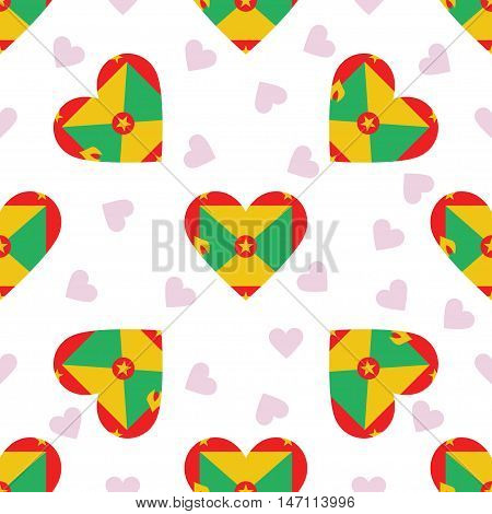 Grenada Independence Day Seamless Pattern. Patriotic Background With Country National Flag In The Sh