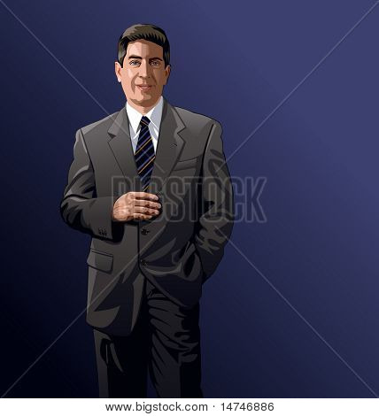 Businessman with suit and tie standing confidently - VECTOR