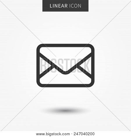 Email icon vector illustration. Isolated mail symbol. Envelope line concept. Email message graphic design. Mail outline symbol for app. Envelope pictogram on grey background.