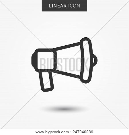 Loudspeaker icon vector illustration. Isolated megaphone symbol. Loudspeaker line concept. Sound speaker graphic design. Megaphone pictogram on grey background.