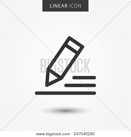 Pen icon vector illustration. Isolated pencil symbol. Edit line concept. Write graphic design. Office pen outline symbol for app. Edit pen pictogram on grey background.