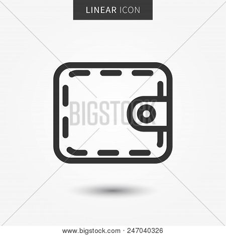 Wallet icon vector illustration. Isolated cash symbol. Pocket wallet line concept. Personal finance graphic design. Wallet outline symbol for app. Money pictogram on grey background.